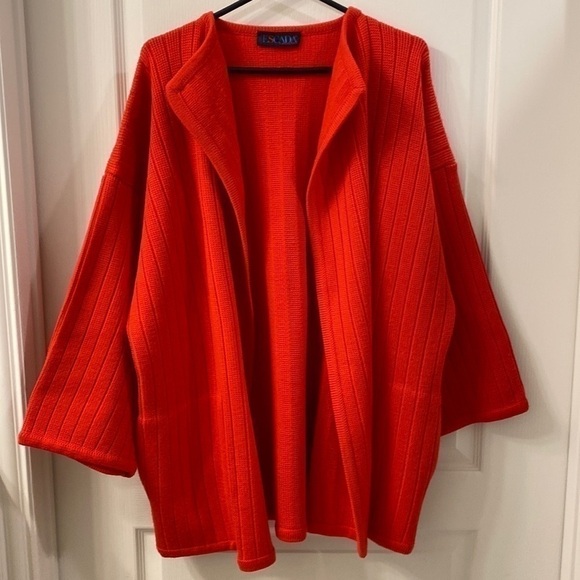ESCADA 100% wool poncho cardigan in orange size 40 - Picture 1 of 10